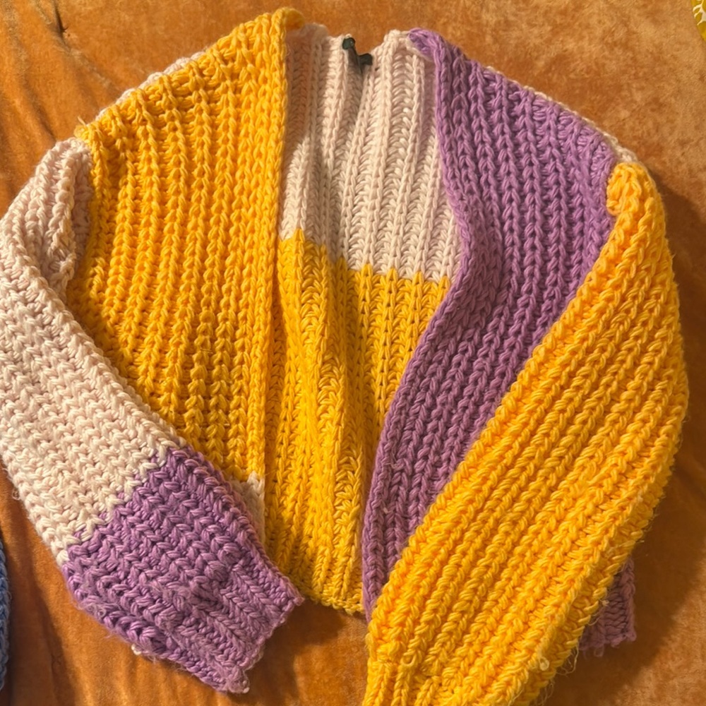 COPY - Wild Fable Purple and Yellow Chunky Knit Cardigan